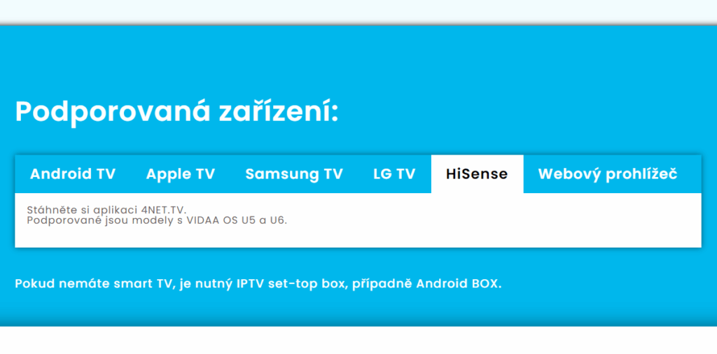 NejPřipojení TV podporovaná zařízení