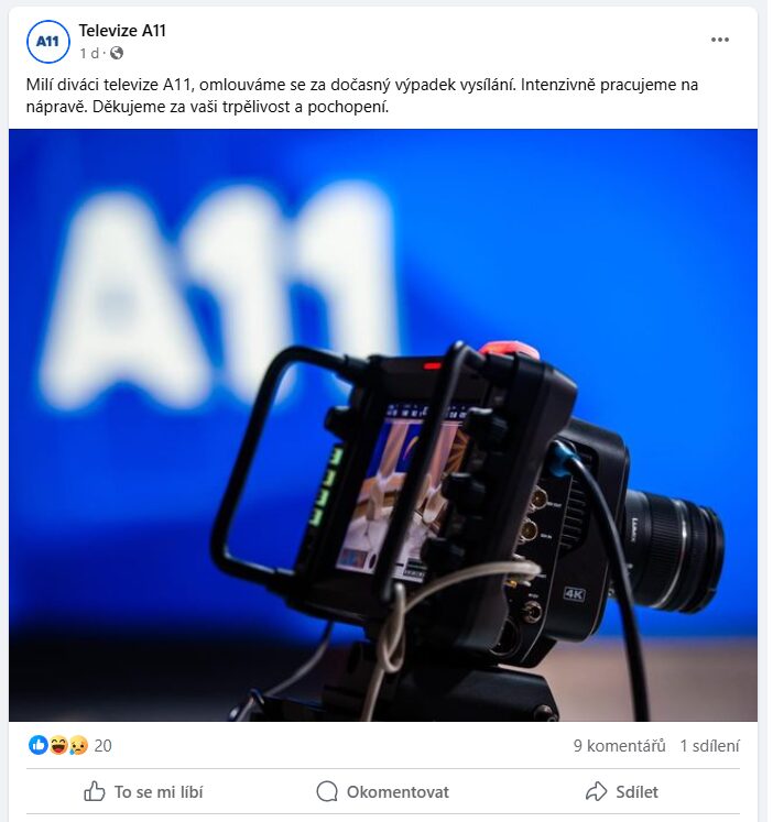 A11 FB omluva za výpadek