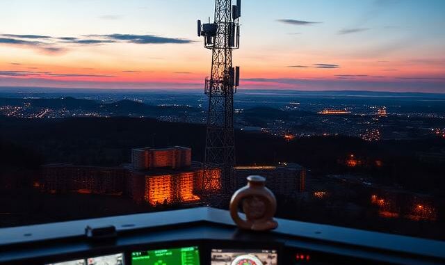 Barrandov pod Radiokomunikace – televizní vysílač za soumraku a režie studia