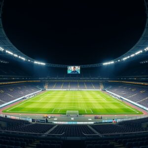 Evropská liga zdarma online, noční fotbalový stadion pod reflektory