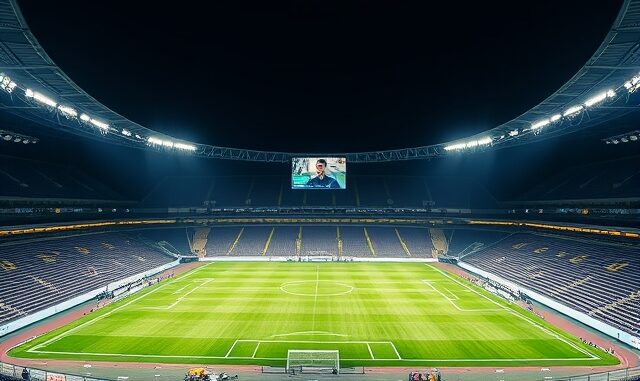 Evropská liga zdarma online, noční fotbalový stadion pod reflektory