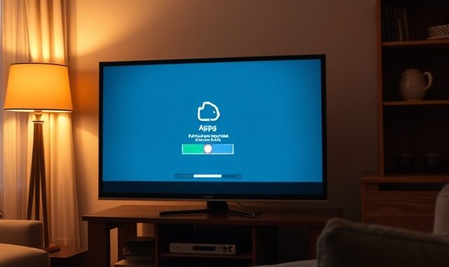 Starší chytrá televize v obývacím pokoji a set-top box pod ní