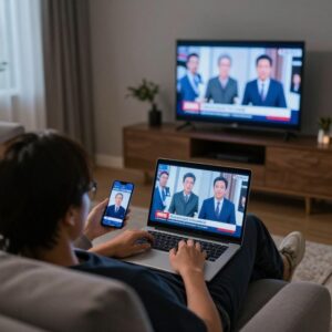 Sledování živého vysílání televize na notebooku a mobilu