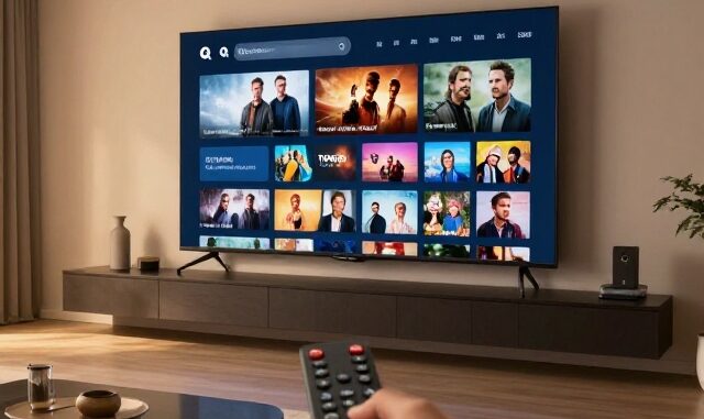 Televize s aplikací internetové televize a dálkový ovladač